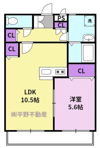 DCフラット(1LDK/2階)の間取り写真