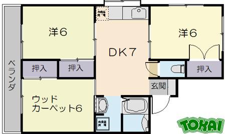 コーポアイ(3DK/1階)の間取り写真