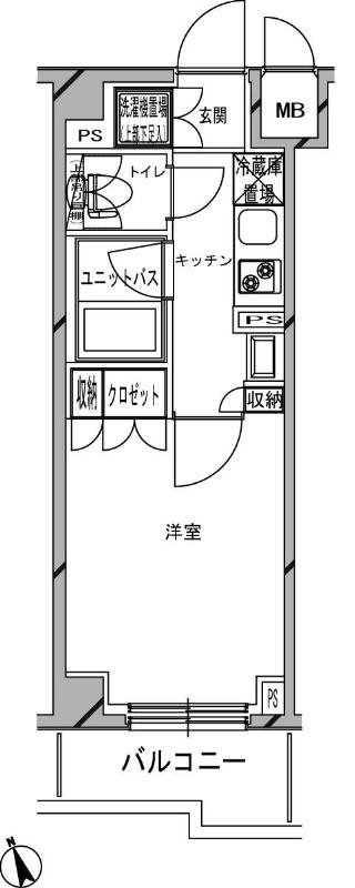 ルーブル仲六郷弐番館(1K/2階)の間取り写真