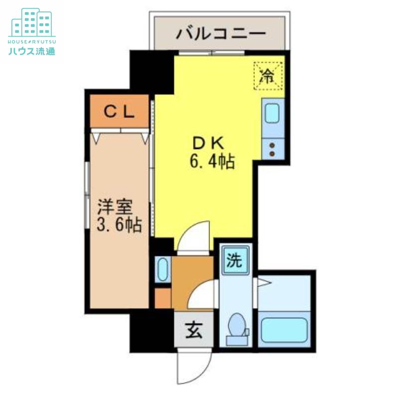 アミティ活水(1DK/8階)の間取り写真