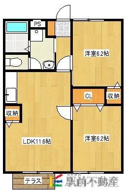 エクセレントハイツA(2LDK/1階)の間取り写真