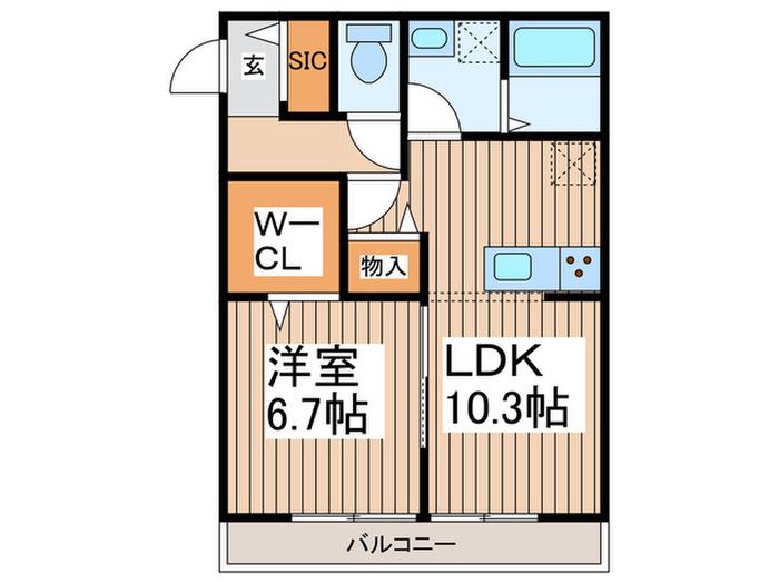 MULBERRY(1LDK/2階)の間取り写真