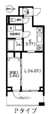 カーザビアンカ(1LDK/13階)の間取り写真
