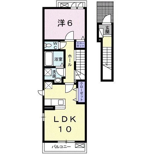 リス ブロン(1LDK/2階)の間取り写真