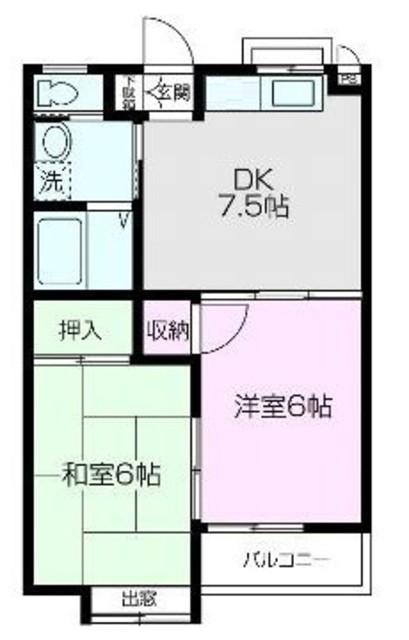 サンポート(2DK/1階)の間取り写真