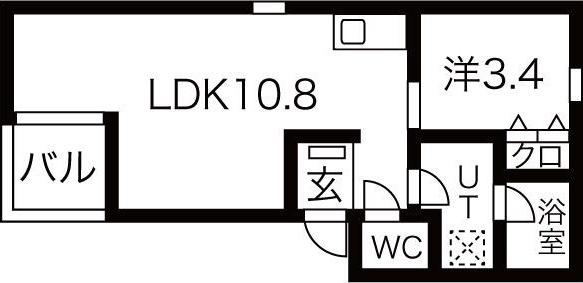 NEO港楽(1LDK/2階)の間取り写真
