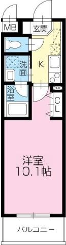 K-クレスト吉野本町(1K/1階)の間取り写真