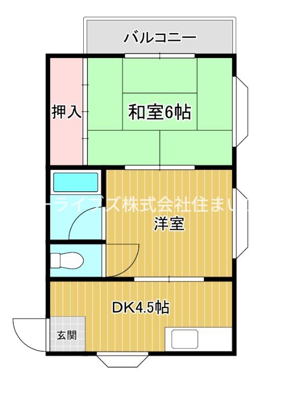 ヴィラ赤とんぼ(2DK/4階)の間取り写真