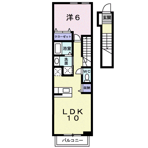 トライアン・ファントB(1LDK/2階)の間取り写真