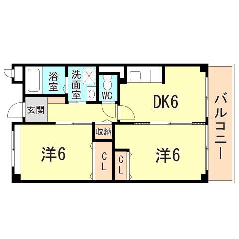 ラ・パルテール壱番館(2DK/1階)の間取り写真