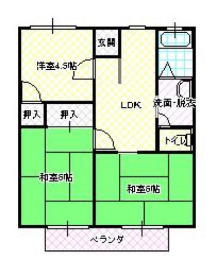 河内サンライフ日山(3DK/2階)の間取り写真