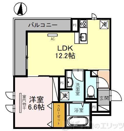 D-RESIDENCE千里丘(1LDK/3階)の間取り写真