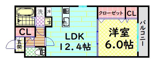 フジパレス堺浜寺石津ウエスト(1LDK/1階)の間取り写真