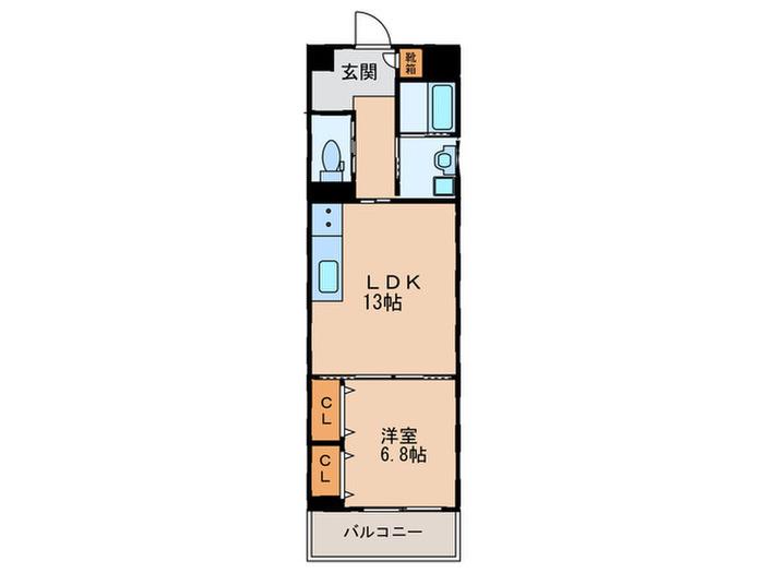 プレミア瓢箪山(1LDK/2階)の間取り写真