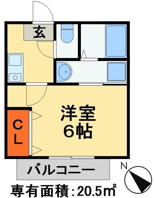 プロスペラーレ北松戸(1K/2階)の間取り写真