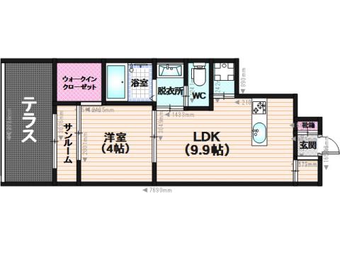 コンフォルティーノ2(1LDK/1階)の間取り写真