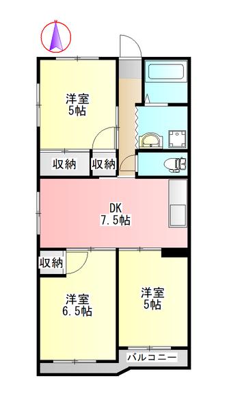 山上マンション(3DK/4階)の間取り写真