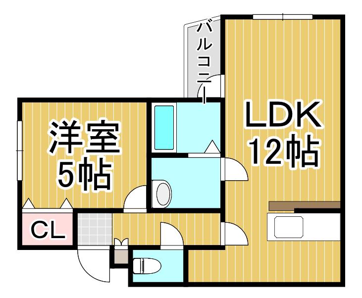 ガウディ本町(1LDK/2階)の間取り写真