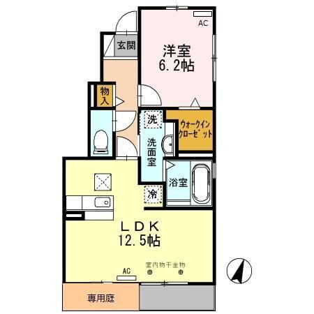 AフラッツA(1LDK/1階)の間取り写真