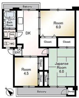 平尾58号棟(3DK/4階)の間取り写真