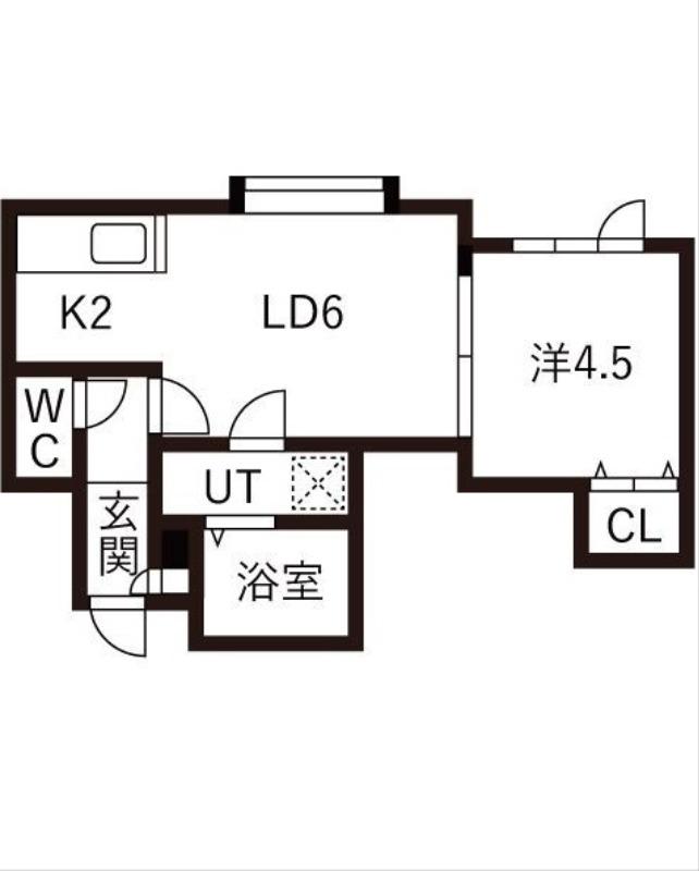 クローバーパーク新琴似(1LDK/2階)の間取り写真