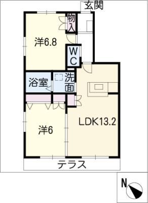 メゾンドやまなし(2LDK/1階)の間取り写真