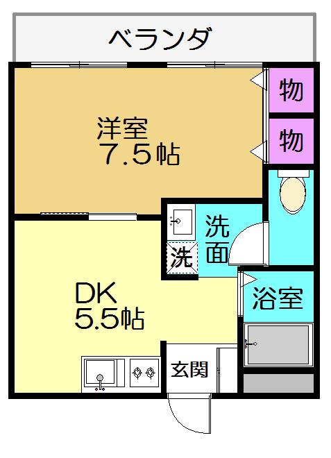 グローバル高田(1DK/3階)の間取り写真