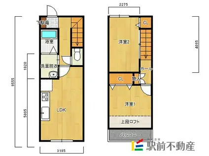 ミライエ久高前(2LDK/1階)の間取り写真