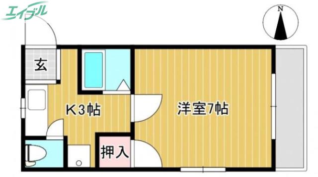ラ・パルテール当新田(1K/2階)の間取り写真