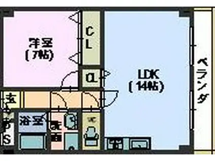 プロミネント石薬師(1LDK/2階)の間取り写真