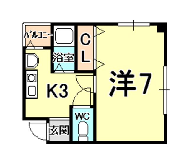 ARK武庫川(1K/2階)の間取り写真
