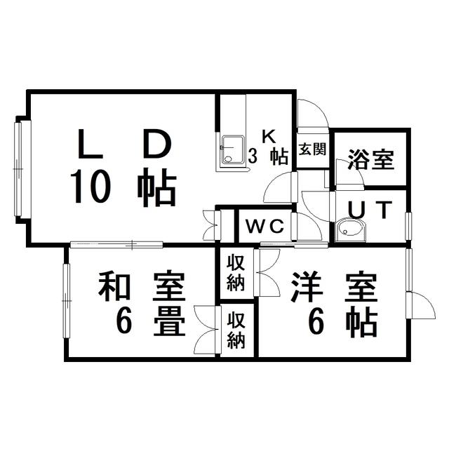 インペリアル文苑(2LDK/1階)の間取り写真