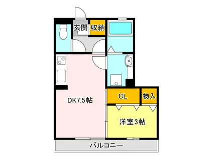 ハレアカラ (1DK/3階)の間取り写真