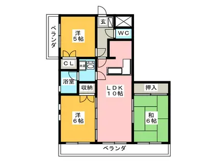 ナガラアンクレー(3LDK/4階)の間取り写真