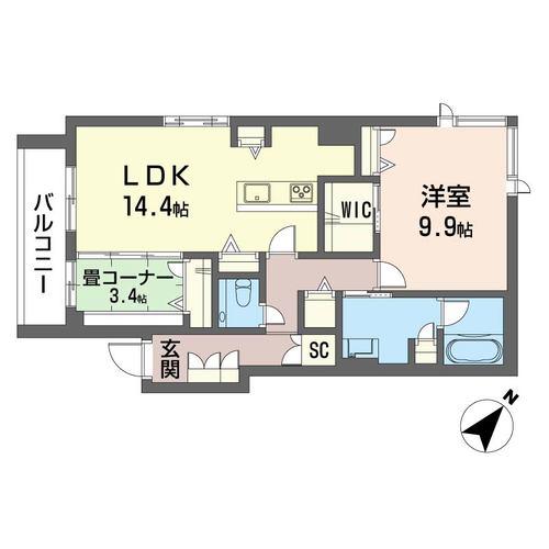 ウィズプラス浦和美園ウエストC棟(2LDK/2階)の間取り写真