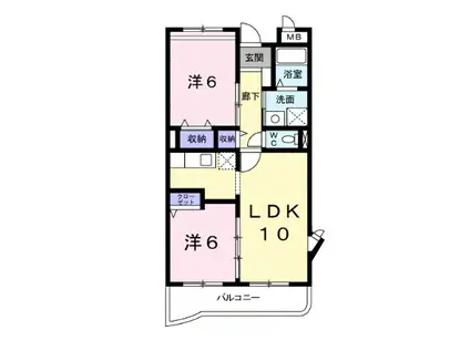 クレール片島一番館(2LDK/2階)の間取り写真