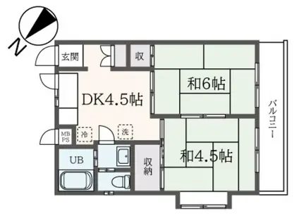 パールハイツ生田(2DK/2階)の間取り写真