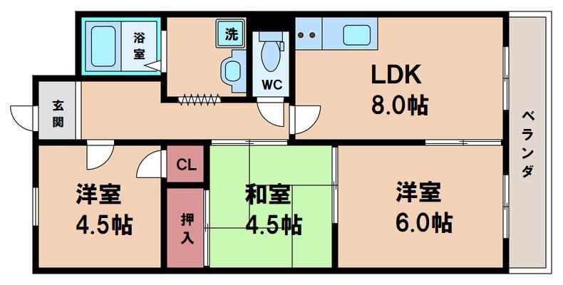 コーポスタンレー(3LDK/4階)の間取り写真