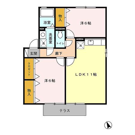 ラフォーレ光A棟(2LDK/1階)の間取り写真