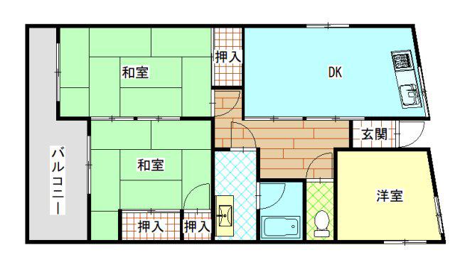 第3コーポ唐子(3DK/2階)の間取り写真