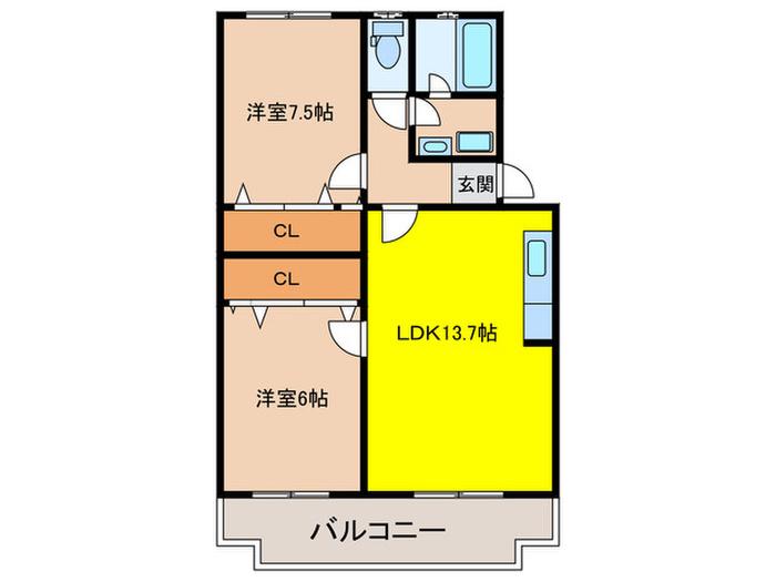 坂井ビル(2LDK/4階)の間取り写真