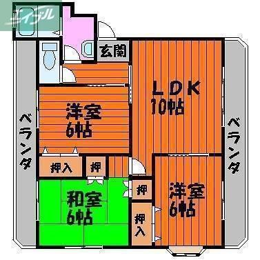 ドミール福島A(3LDK/1階)の間取り写真