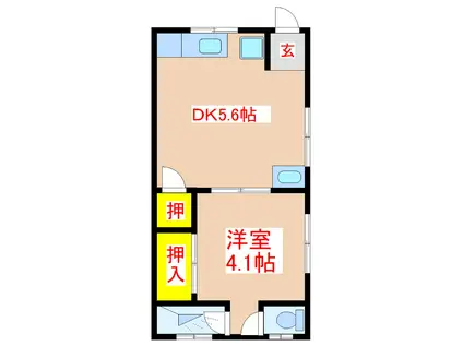 岡元マンション(1DK/1階)の間取り写真