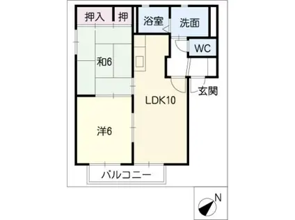 シャトー・バリュージュA棟(2LDK/2階)の間取り写真