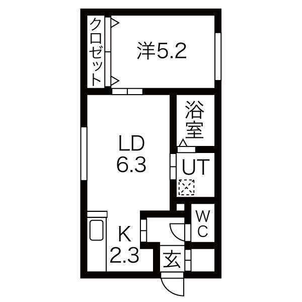 グランシード手稲本町(1LDK/3階)の間取り写真