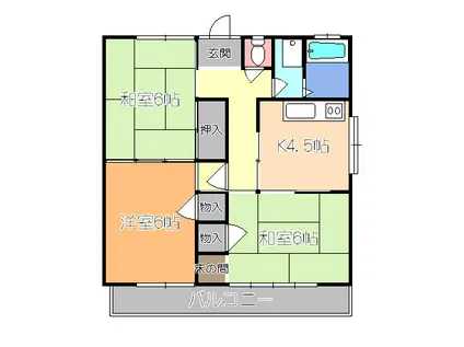 昭和コーポIII(3DK/2階)の間取り写真