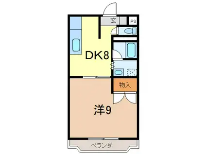 カーサカジマI(1DK/1階)の間取り写真