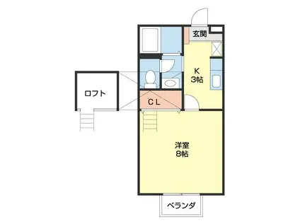 グリーンヒル打越(1K/2階)の間取り写真