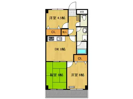 パープルマウンテン(3DK/2階)の間取り写真