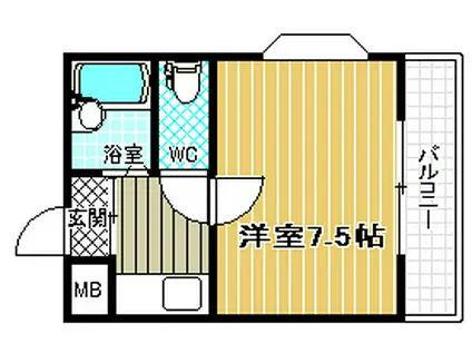 ヴィラーシュ藤井寺(1K/2階)の間取り写真